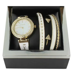bebe Enameled Watch With Coordinating Bangles