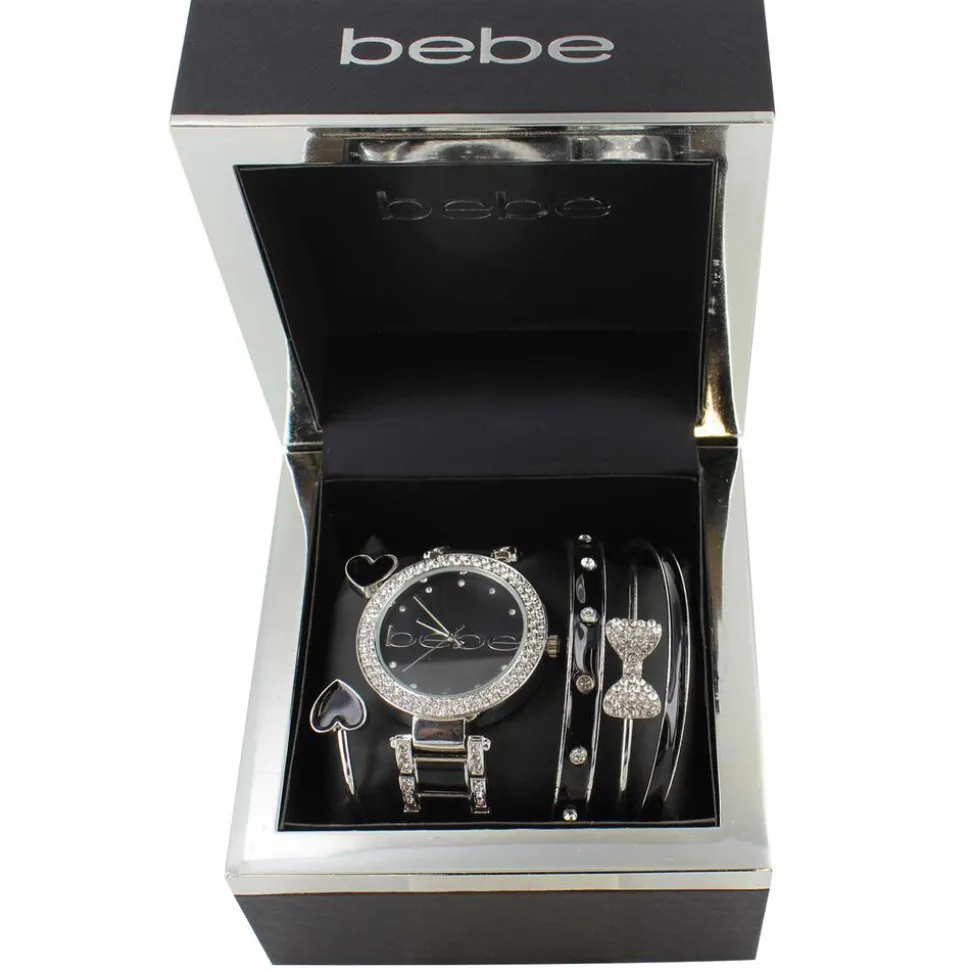 bebe Faux-Diamond Watch And 4-Piece Bracelet Set