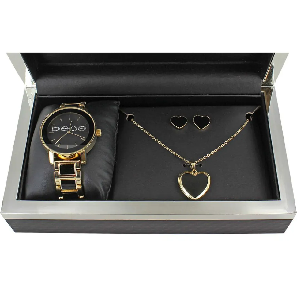 bebe Watch And Heart Jewelry Set