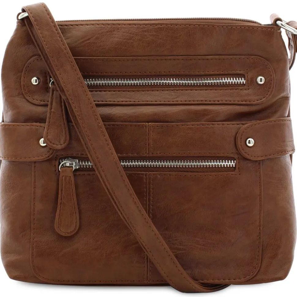Braciano North/South Top-Zip Crossbody