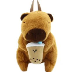 Carried Away Boba Tea Capybara Plush Backpack