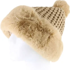 Couture Gems Waffle-Knit Pom Beanie