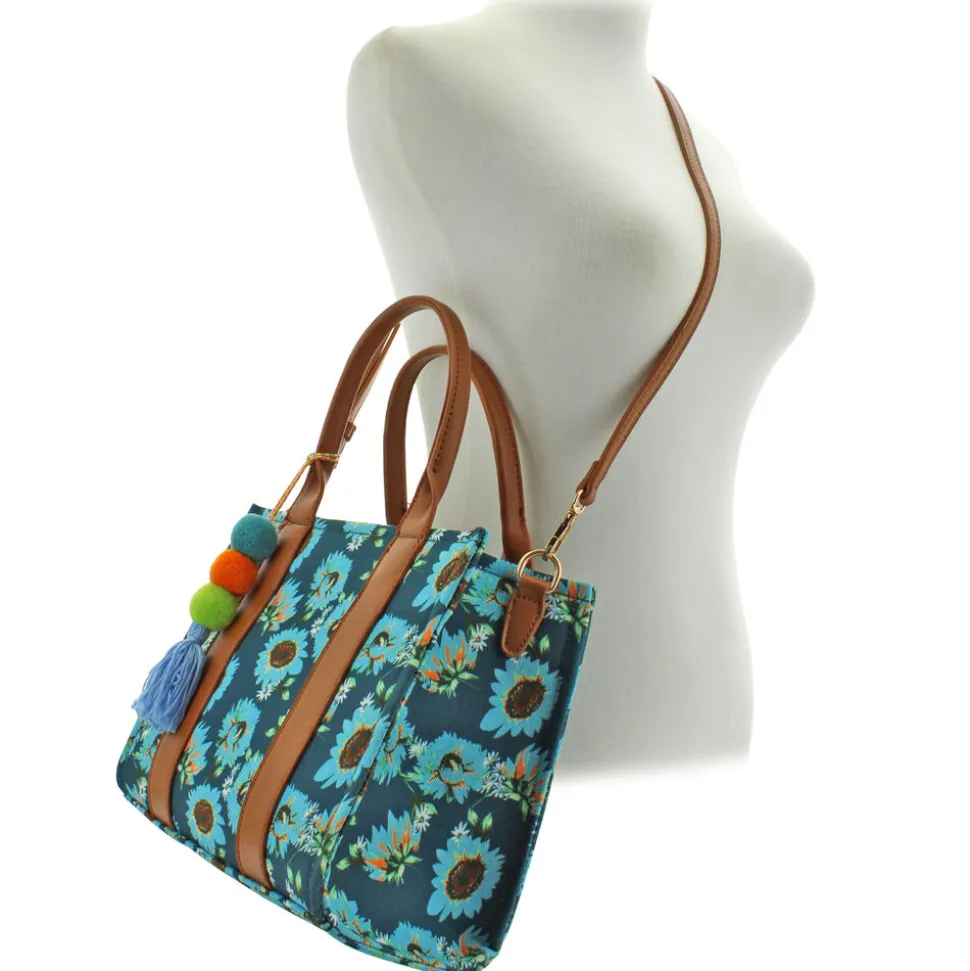 Emperia Floral Tote With Faux-Leather Trim