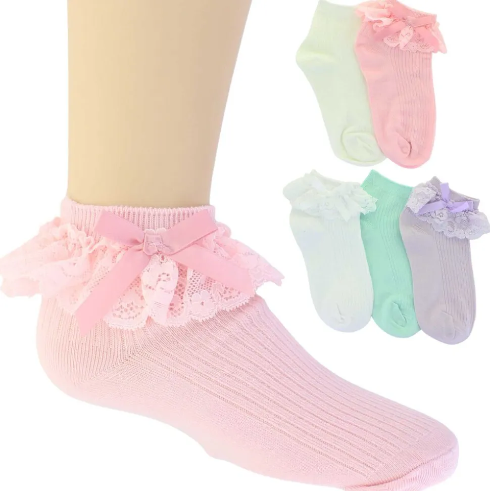 Girls' ET/TU Lace With Bow Anklet 5-Pair Pack
