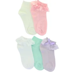 Girls' ET/TU Lace With Bow Anklet 5-Pair Pack