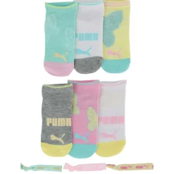 Girls' PUMA Low-Cut 6-Pair Pack With 3 Hair Ties
