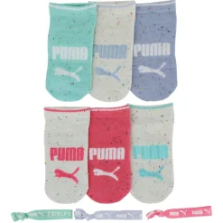 Girls' PUMA Low-Cut 6-Pair Pack With 3 Hair Ties