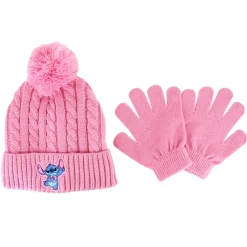 Kids' Disney Stitch Cable Knit Hat And Glove Set