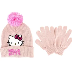 Kids' Hello Kitty Knit Hat And Glove Set