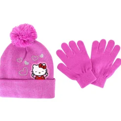 Kids' Hello Kitty Shimmery Knit Hat And Glove Set