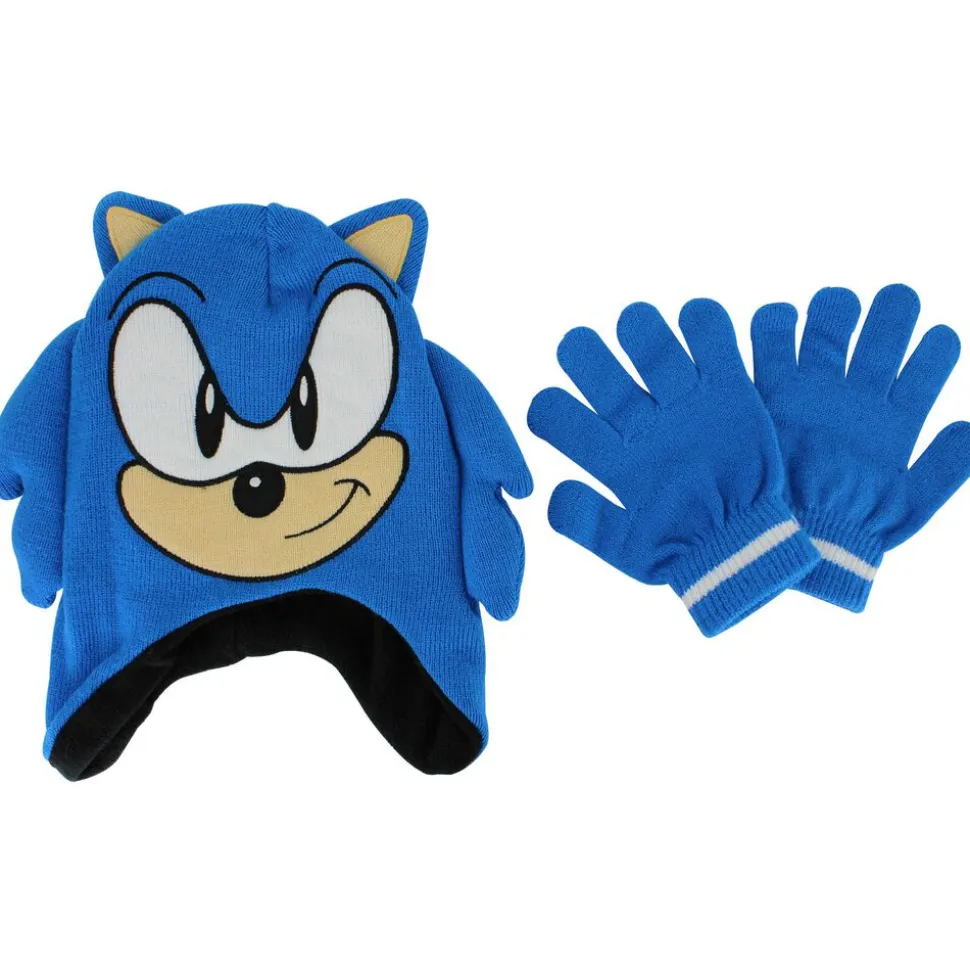 Kids' Sonic The Hedgehog Knit Hat And Glove Set
