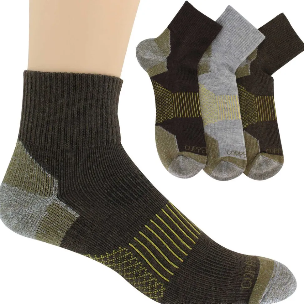 Men's Copper Fit Quarter Crew Work Socks 3 Pairs