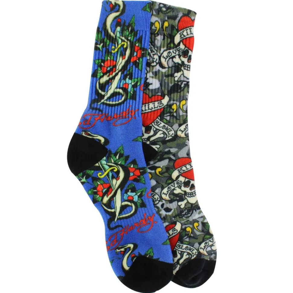 Men's Ed Hardy Cushioned Crew 2-Pair Pack