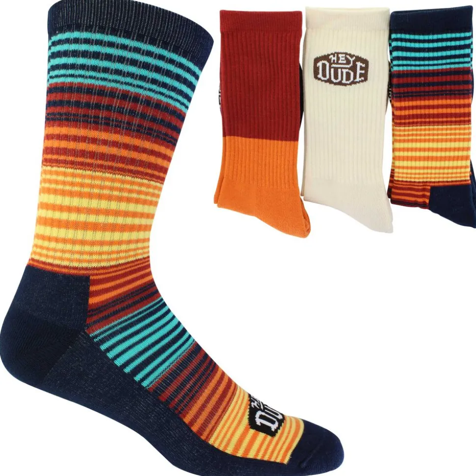 Men's HEYDUDE Multi-Striped Crew 3-Pair Pack
