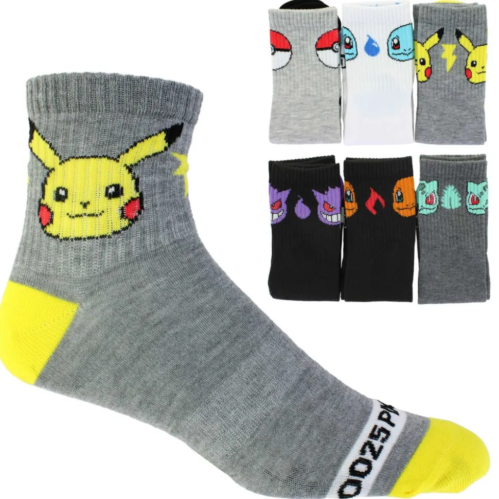 Men's Pokemon Quarter 6-Pair Pack