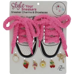 Pink Fuzzy-Themed Sneaker Charms & Shoelaces