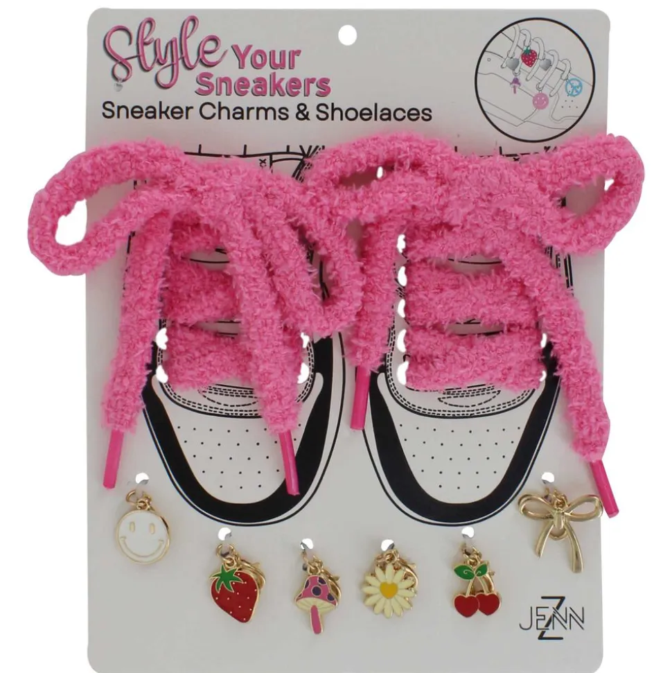 Pink Fuzzy-Themed Sneaker Charms & Shoelaces