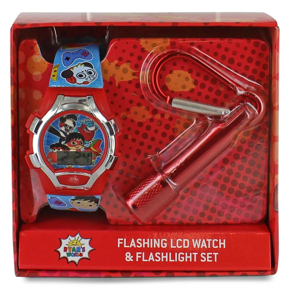 Ryan's World Flashing LCD Watch And Flashlight Set