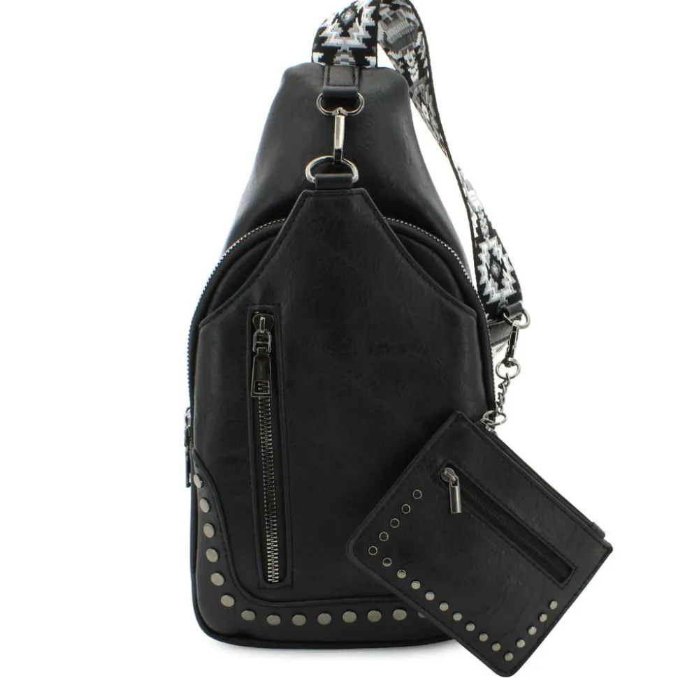 Sam & Hadley Studded Sling With Clip-On Pouch