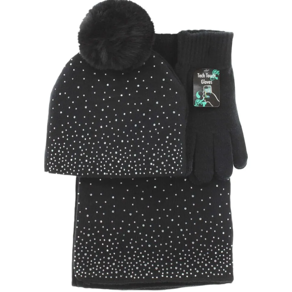 Women's Couture Gems Rhinestone Scarf 3-Piece Set