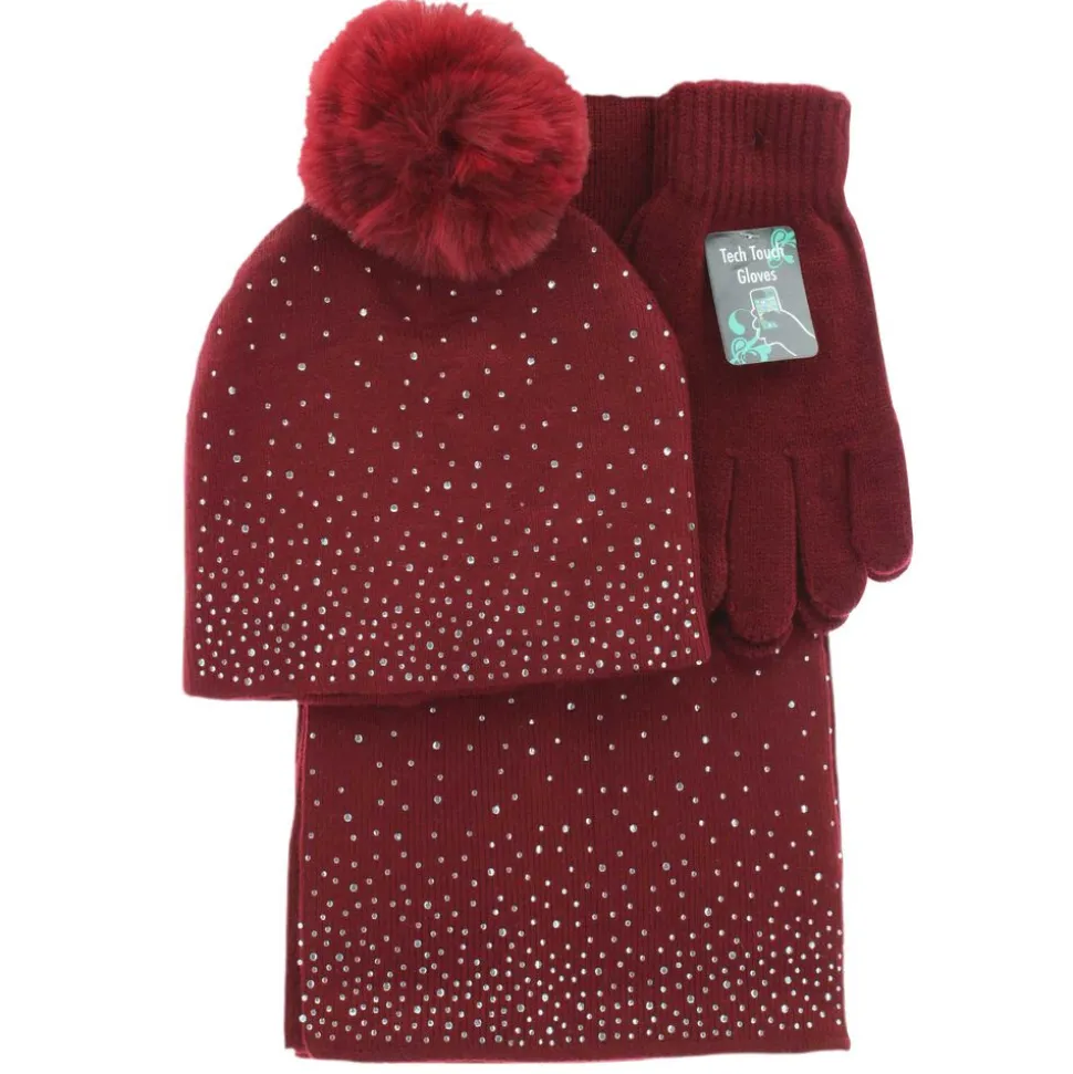 Women's Couture Gems Rhinestone Scarf 3-Piece Set