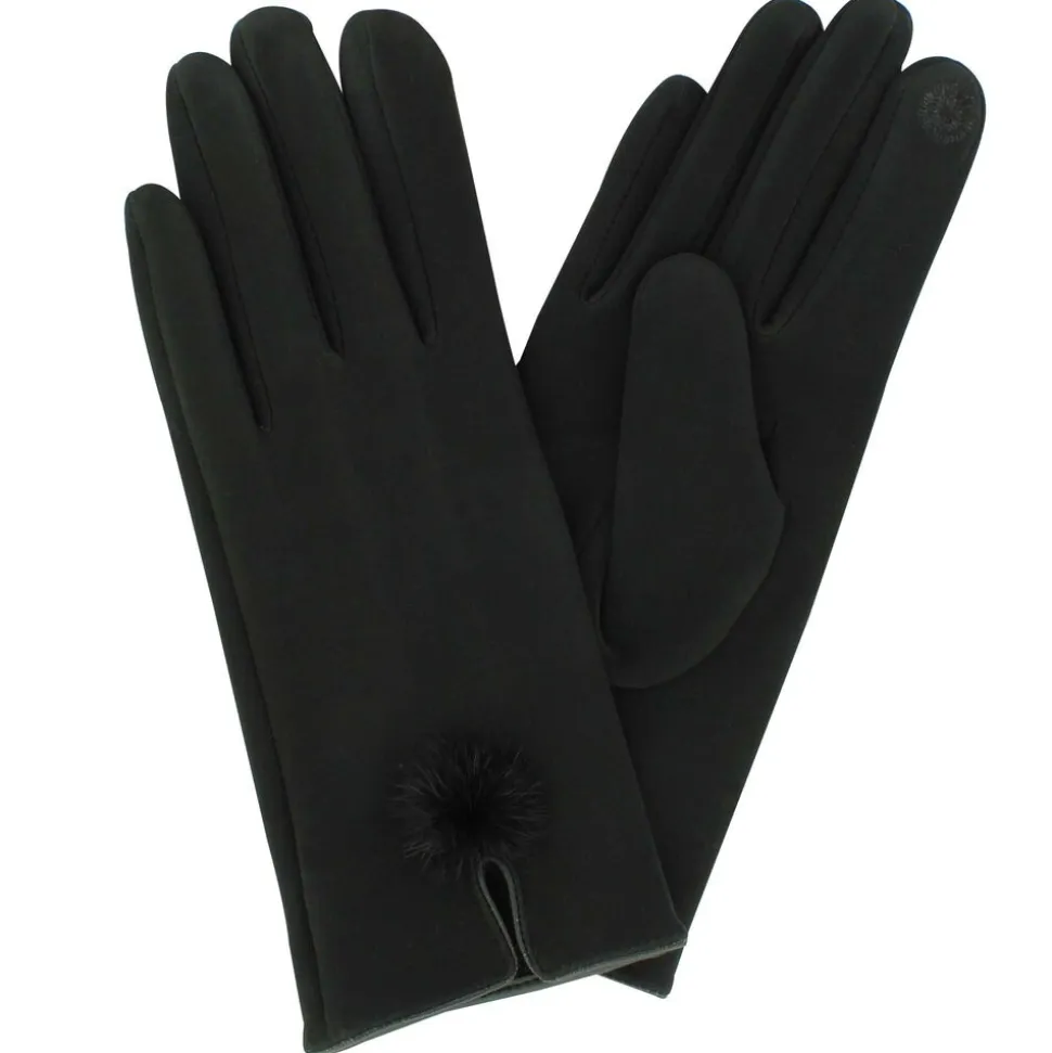 Women's Couture Gems Scuba Pom Tech-Touch Gloves