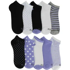 Women's Elle Stripes And Dots No-Show 10 For $10