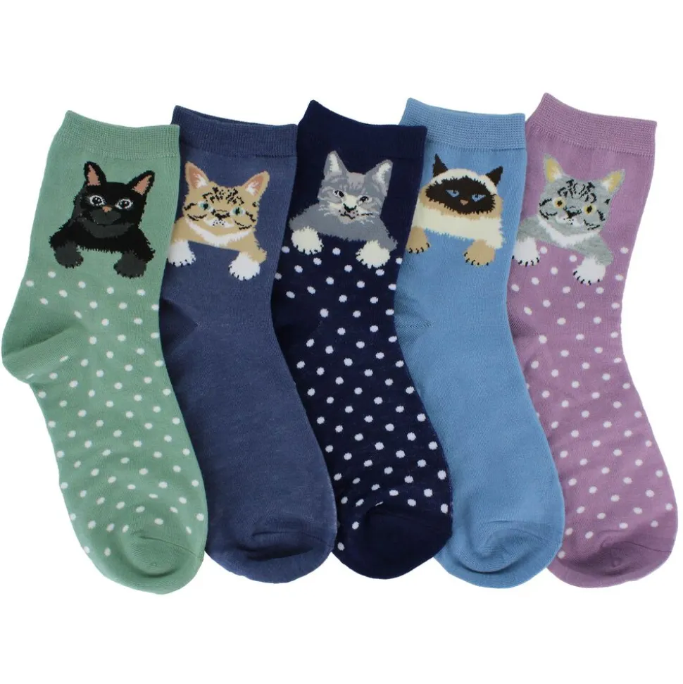 Women's ET/TU Kitty Cat Short Crews 5-Pair Pack