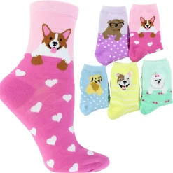 Women's ET TU Pastel Dog Short Crews 5-Pair Pack