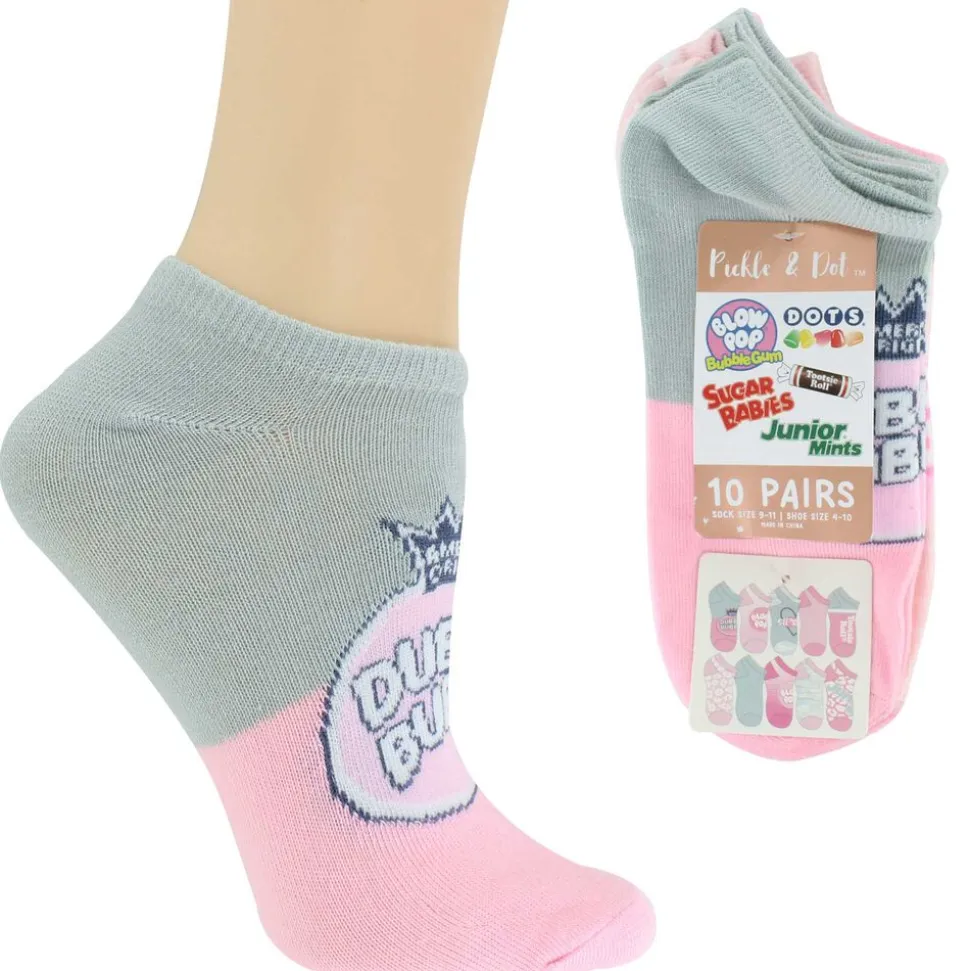 Women's Pickle & Dot Bubble Gum No-Show 10 For $10