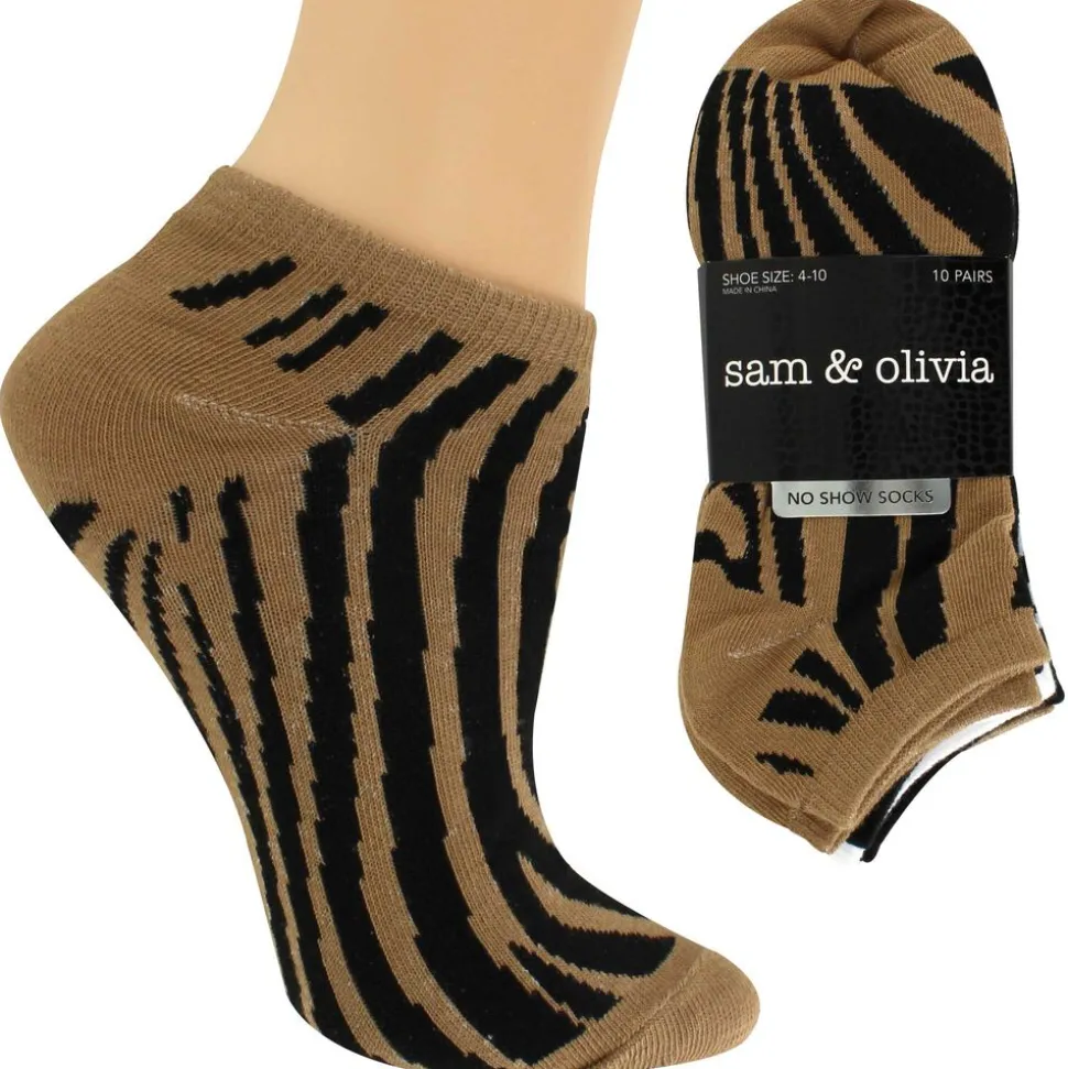 Women's Sam & Olivia Zebra No-Show 10 for $10